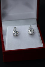 Pear Brilliant Diamond Stud Earrings – 3 Carat Total Lab Grown CVD | D–F VVS–VS2 | 14K White Gold