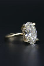 4.5 Carat Oval Lab grown diamond Hidden Halo Dainty Yellow Gold