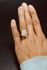 8 carat Emerald Cut Lab Grown Diamond GIA Certified Yellow Gold