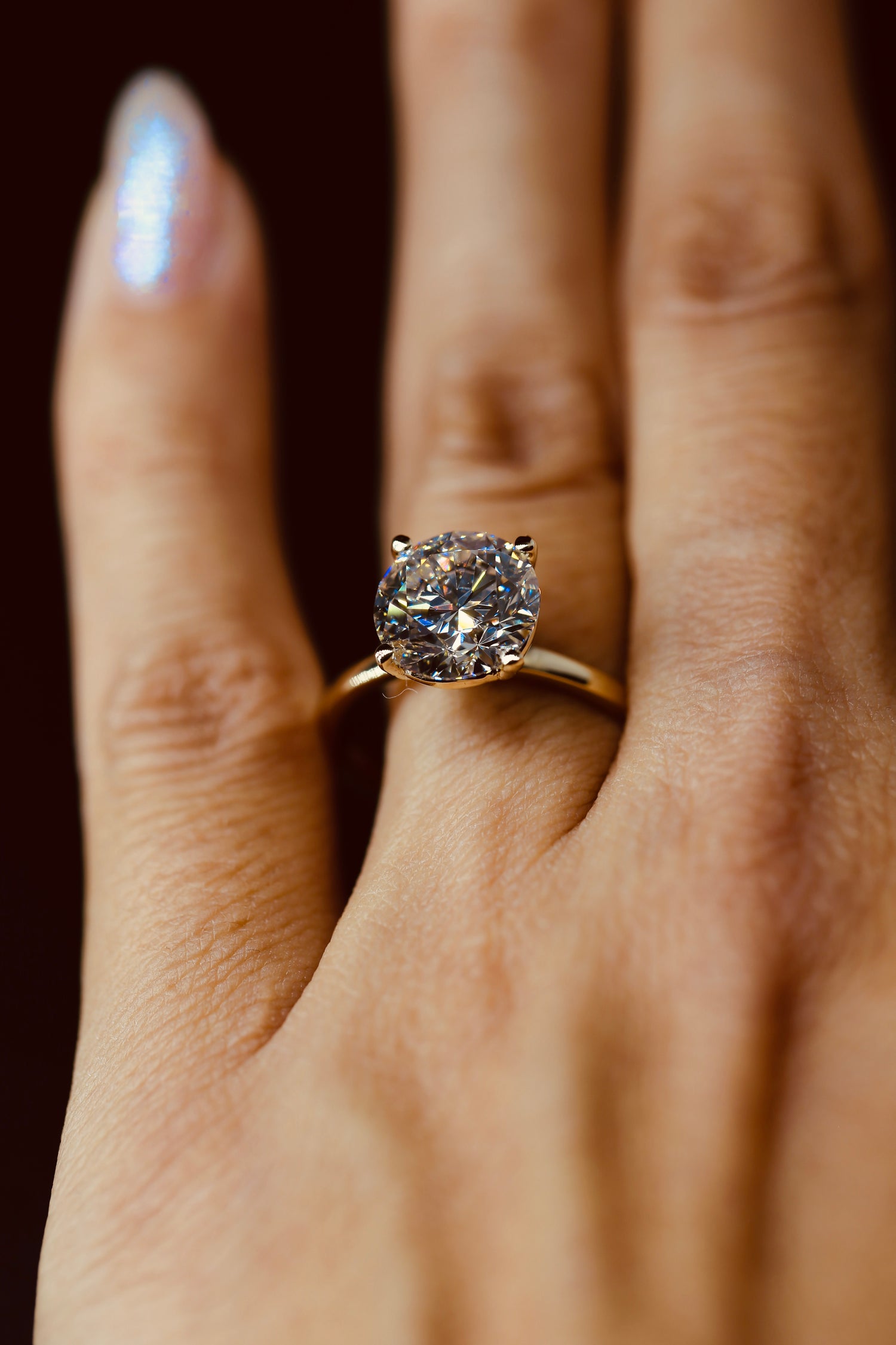 3.14 Carat Round Brilliant Lab Grown Diamond GIA Certified Yellow Gold Ring