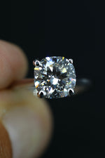 3 carat cushion cut lab grown diamond solitaire ring white gold