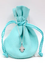 Hamsa Pavé Diamonds and Gold Necklace