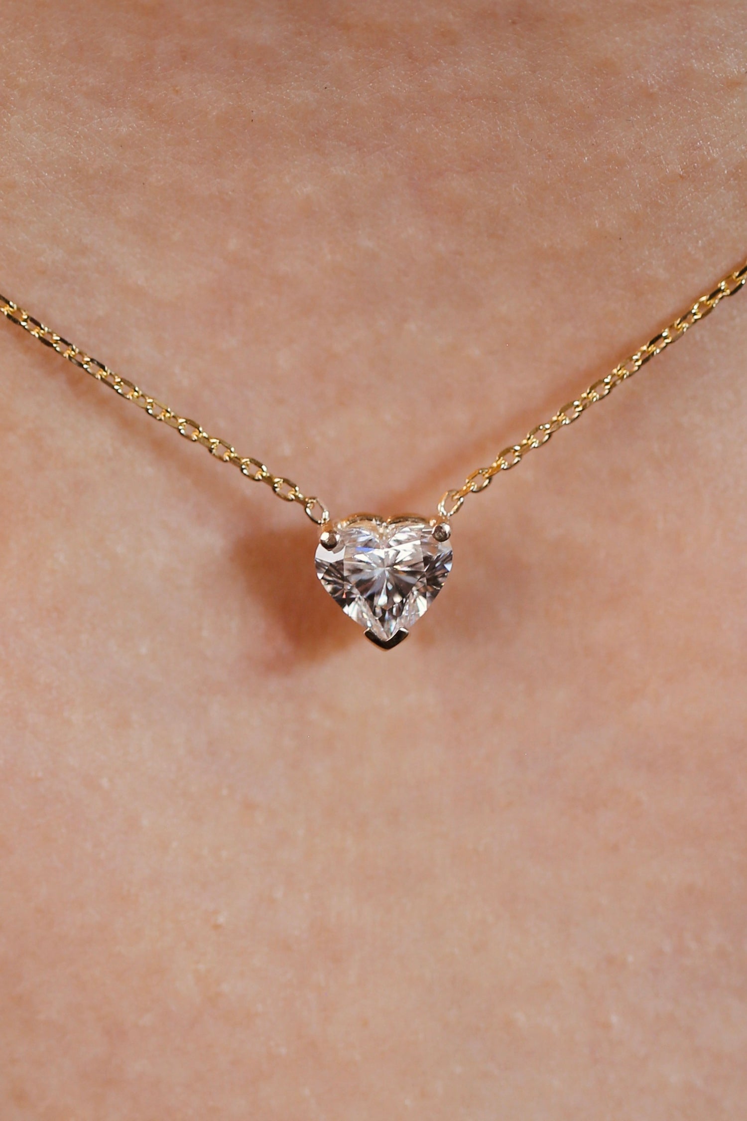 1.27 Carat Heart Lab Grown Diamond Pendant Yellow Gold Necklace (IGI Certified)