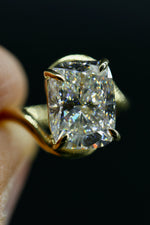 "The S" 5 carat Cushion Lab grown diamond 18k Yellow Gold Ring