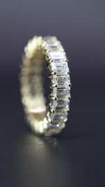 3.5 Carat Emerald Cut Eternity Band Lab Grown Diamonds Yellow Gold