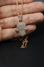 Hamsa 5 Carat Lab Grown Diamond Pendant Rose Gold