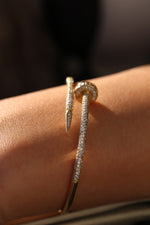 Diamonds Paved Gold Nail Bracelet