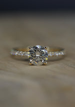 1.50 Carat Round Lab-Grown Diamond Ring with Side Diamonds 14K Yellow Gold IGI Certified