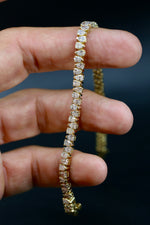 6.5 Carat Pear Shape Lab grown Diamond Bracelet Yellow Gold