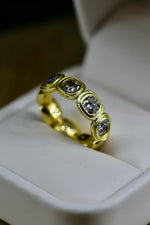Antique 5 Carat Cushions Lab Grown Diamond Eternity Band Yellow Gold