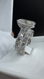 Taltul 10 Carat Cushion Lab Grown Certified Diamond Ring White Gold Set