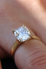 3.5 Carat Old Mine Cushion Brilliant Lab Grown Diamond Ring Yellow Gold