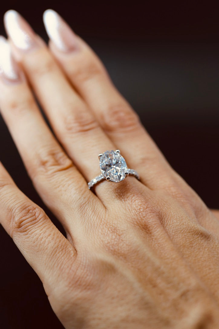 4.56 carat oval lab grown diamond IGI Certified White Gold Ring