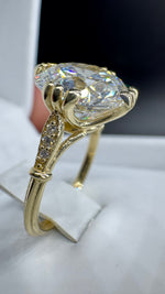 Edwardian Era Ring 5 Carat Round Brilliant Lab Grown Diamond in Yellow Gold