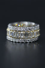 7.1 carat Emerald Rounds Lab Grown Diamonds Two Tone Eternity Band set