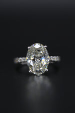 5.03 Carat Oval Lab grown Diamond Certified White Gold Ring Hidden Halo