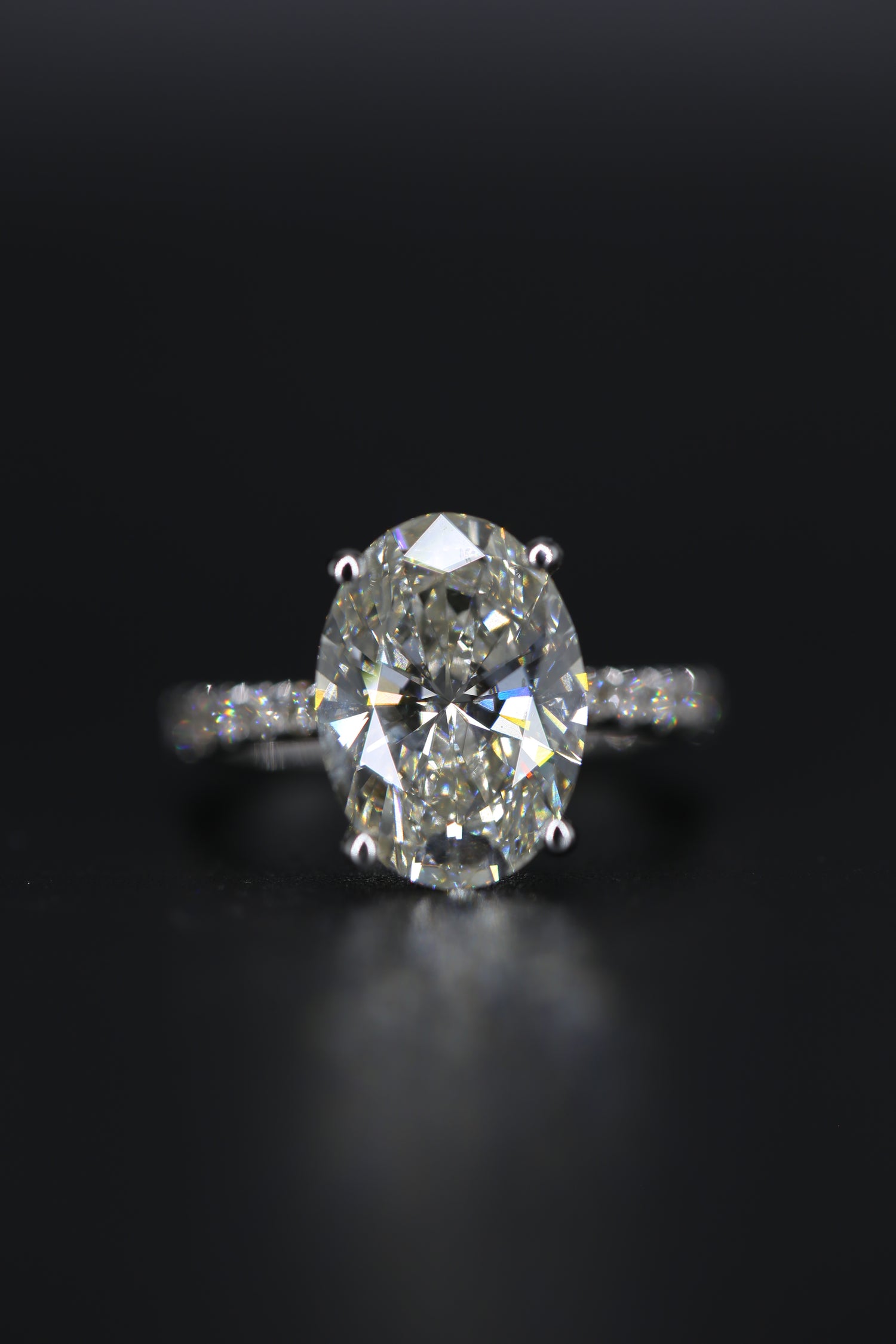 5.03 Carat Oval Lab grown Diamond Certified White Gold Ring Hidden Halo