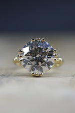 Edwardian Era Ring 7 Carat Round Brilliant Lab Grown Diamond in Yellow Gold