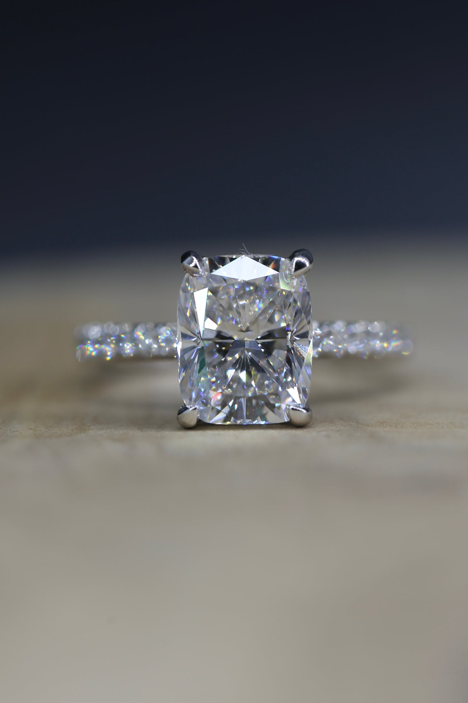 3 carat Cushion Cut Lab Grown Diamond Ring White Gold Certified