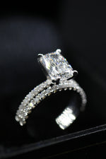 The Elara 2 Carat Elongated Cushion Cut Lab-Grown Diamond Bridal Set in 14K White Gold