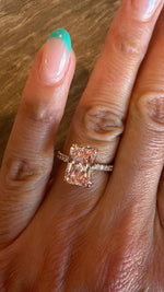 The Barbie Pink 3.66 Carat Fancy Vivid Pink Radiant Cut Lab Grown Diamond Ring in 14K Rose Gold