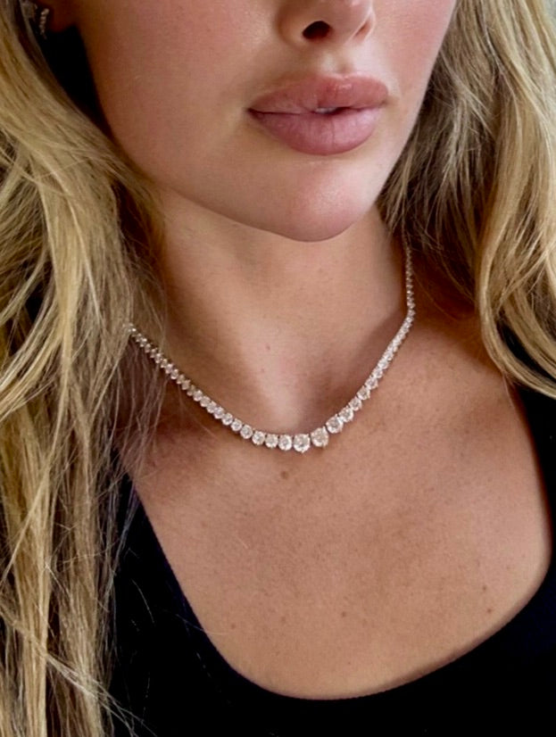 14 Carat Lab Grown Diamonds Riviera Necklace Yellow Gold