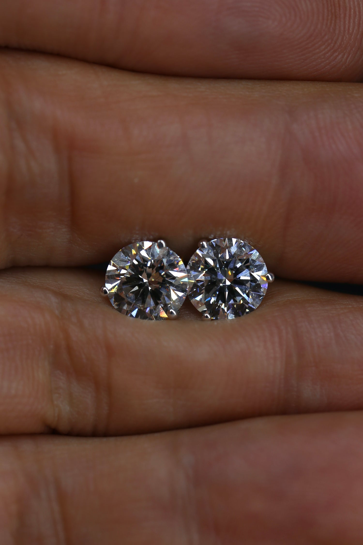 4.00 Carat Round Brilliant Certified Lab Grown Diamond Stud Earrings