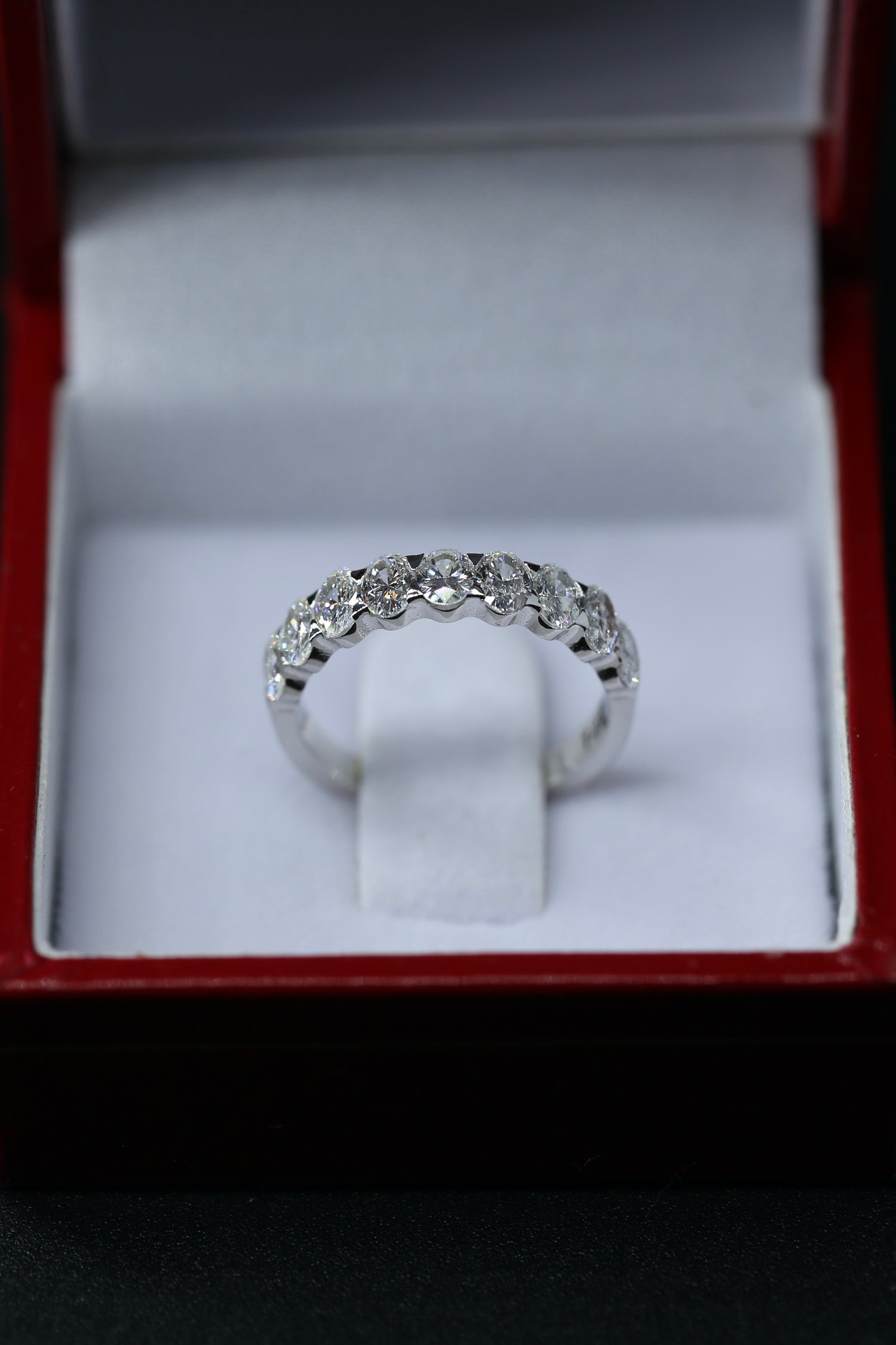 Lonnie Oval Half way Eternity Band Lab Grown Diamonds Flat Top 14k White Gold