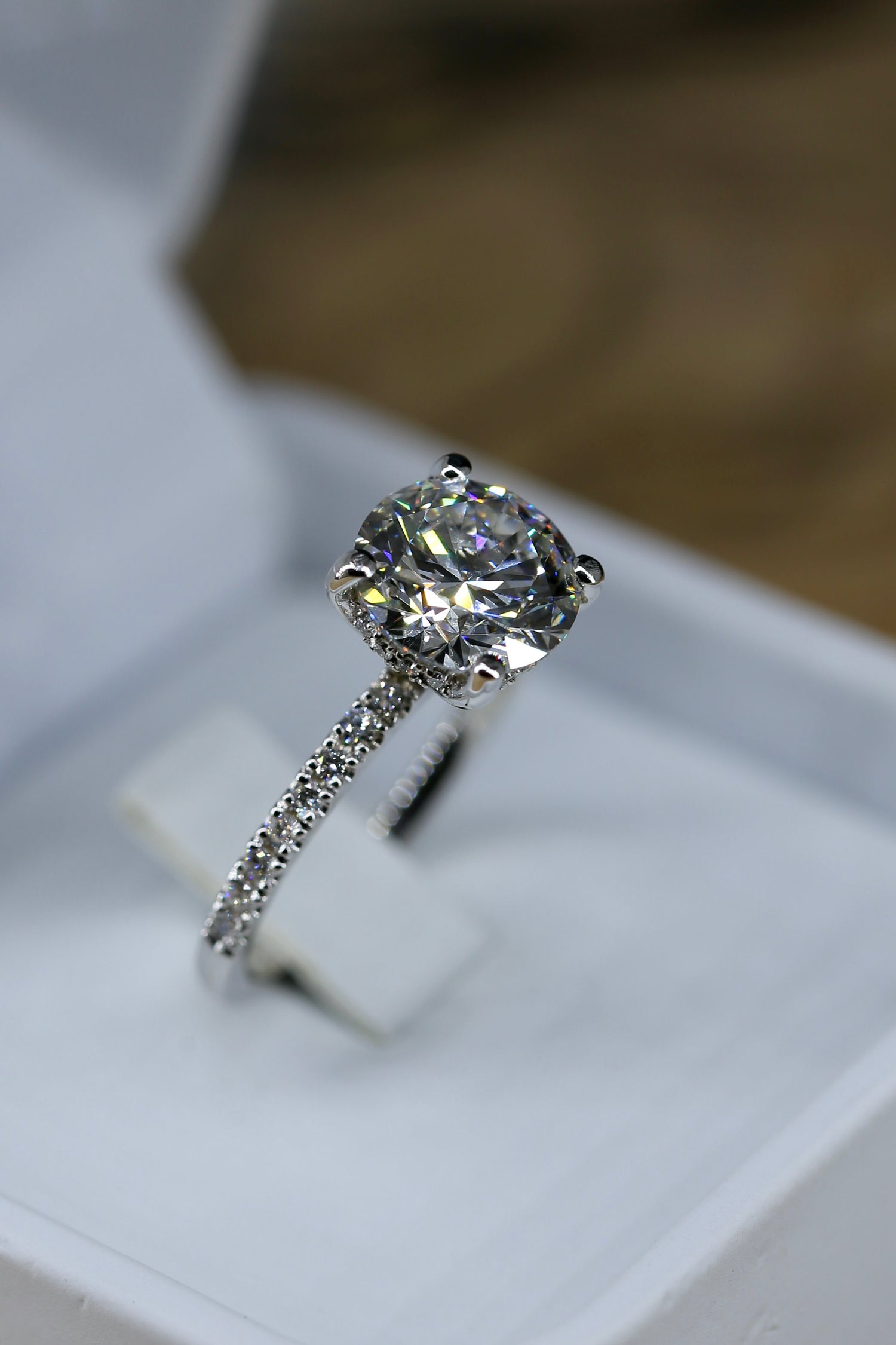 3.00 Carat Round Brilliant Lab-Grown Diamond Ring in White Gold