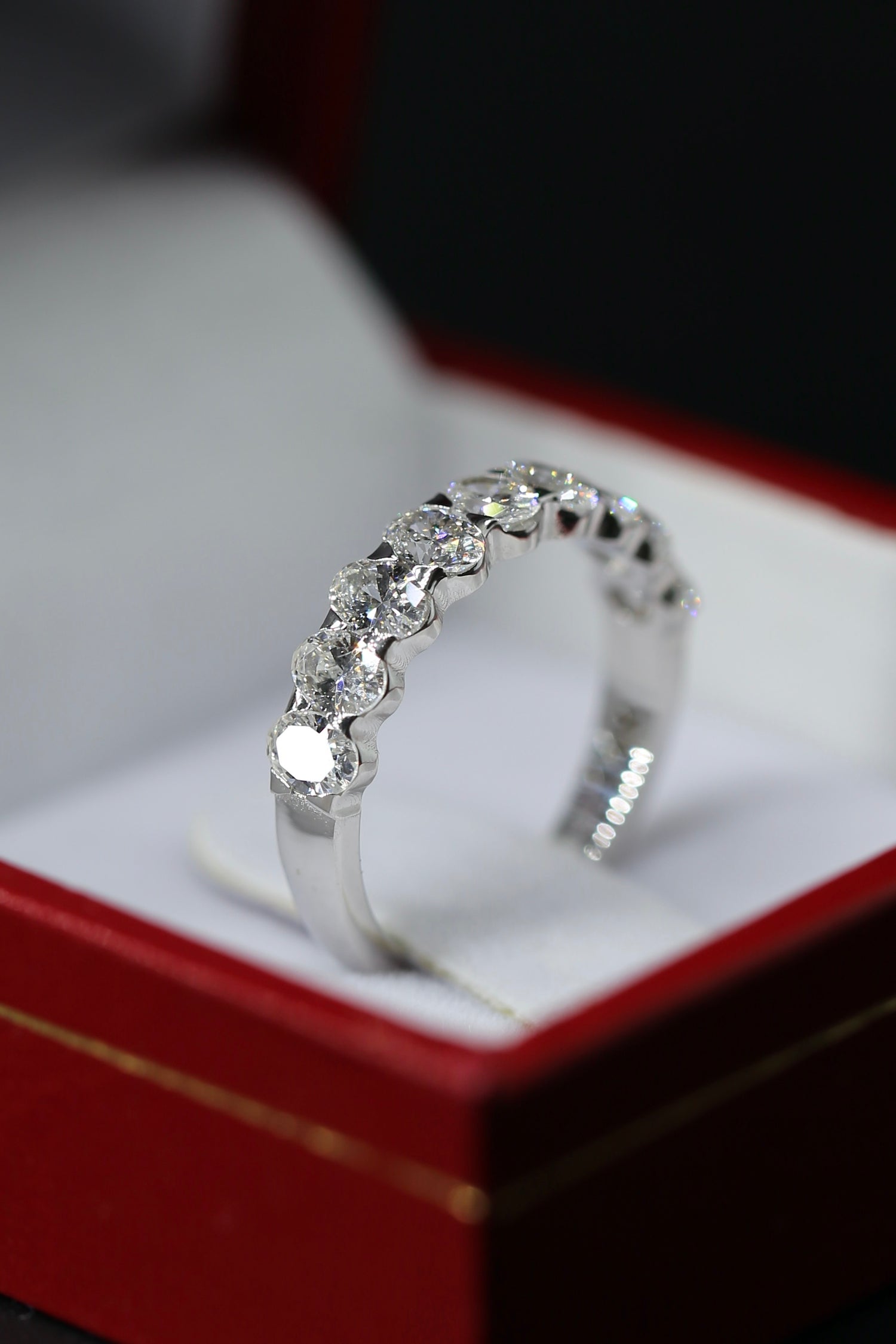Lonnie Oval Half way Eternity Band Lab Grown Diamonds Flat Top 14k White Gold
