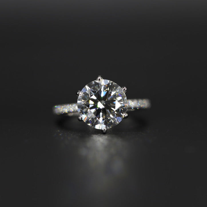 4.08 Carat Round Lab Grown Diamond  White Gold Ring (GIA Certified)