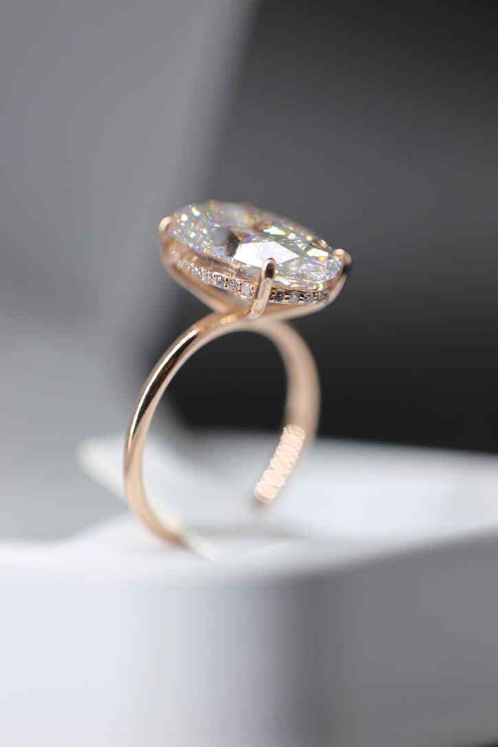 5.75 Carat Oval Diamond Hidden Halo Rose Gold Ring (GIA Certified)