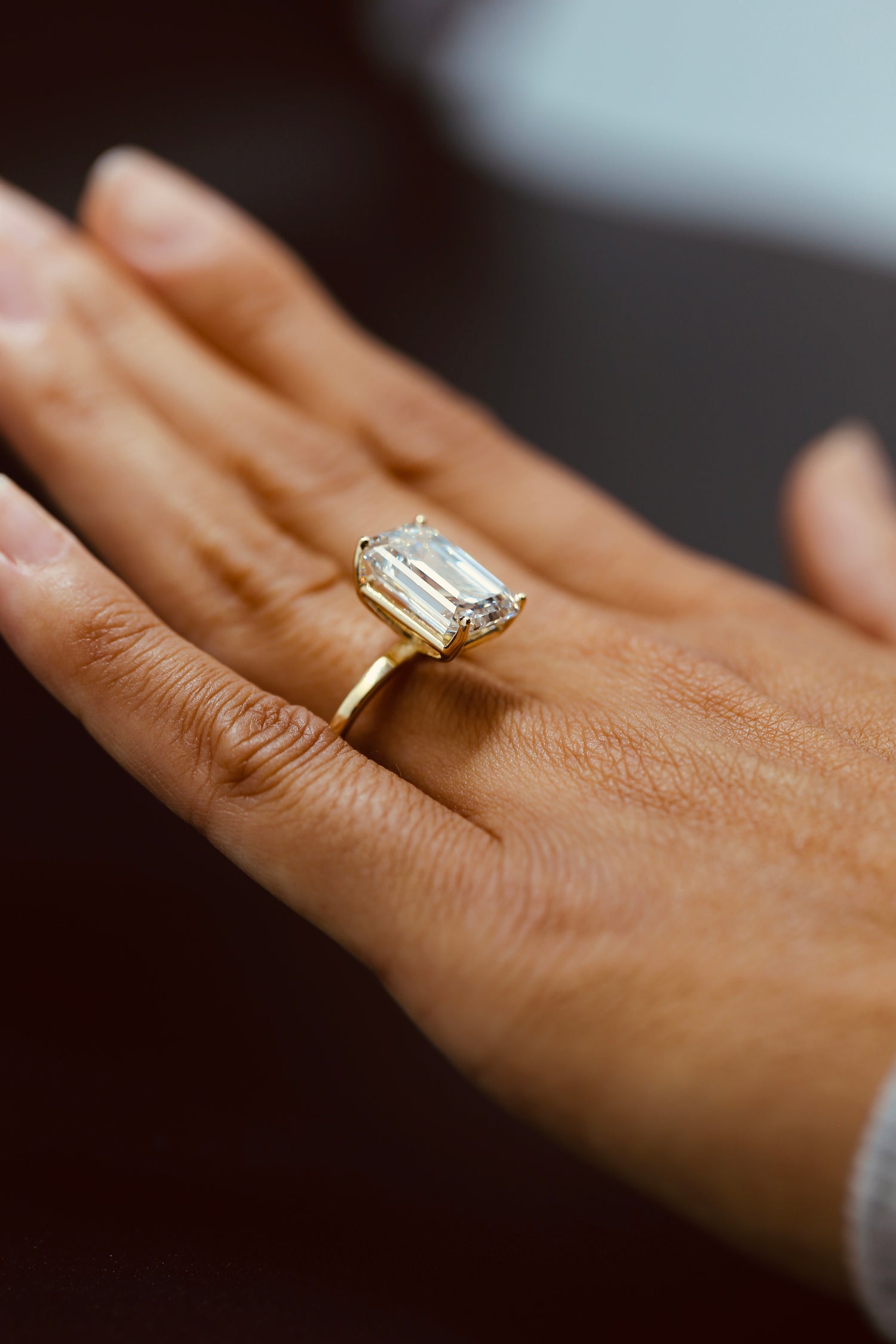8 carat Emerald Cut Lab Grown Diamond GIA Certified Yellow Gold