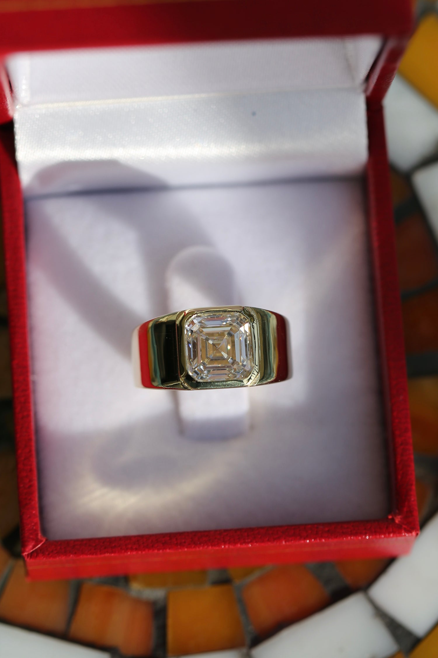 Pinky Asher Cut 3 carat lab grown diamond ring 18k yellow gold Certified