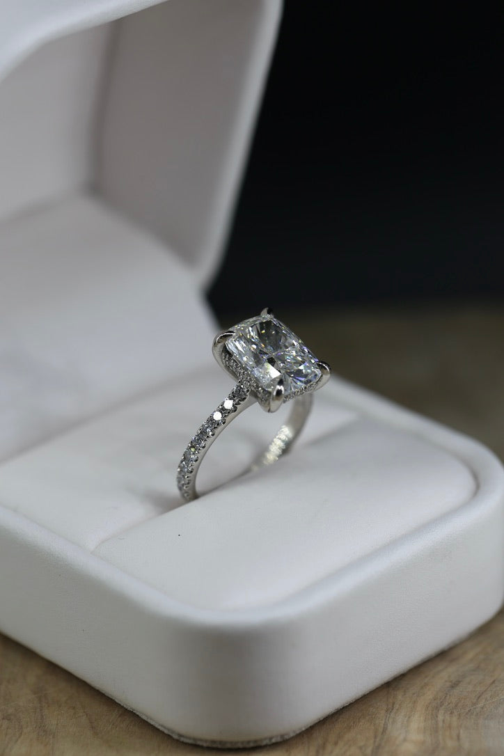 4 carat Cushion Lab Grown Diamond Certified Platinum Ring