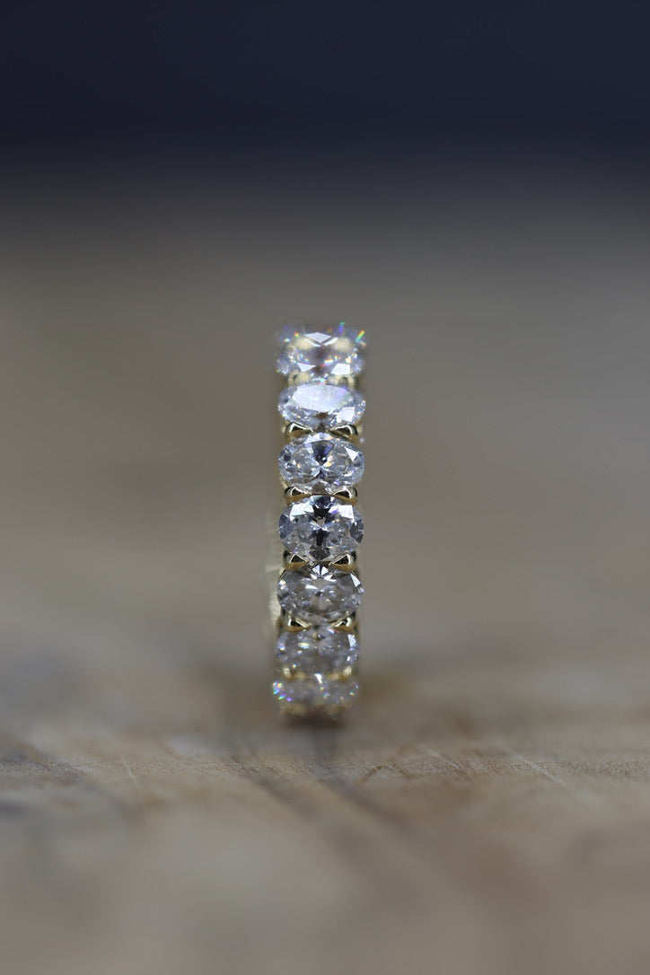 2.50 Carat Oval CVD Lab-Grown Diamond Full Eternity Band 14K Yellow Gold IGI Certified