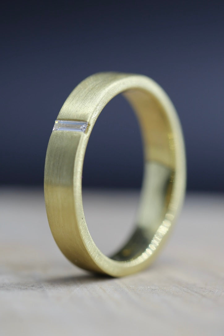 Hermes 18k Yellow Gold Baguette Diamond Ring