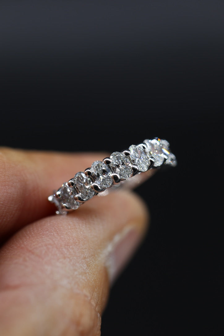 The Lonnie Prong Oval Eternity Band 1.56 Carat Lab Grown Diamonds D VVS2 14K White Gold