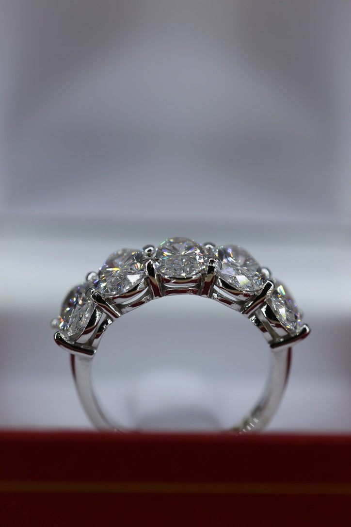 5.00 Carat Oval Lab-Grown Diamond Half Eternity Band 14K White Gold IGI Certified