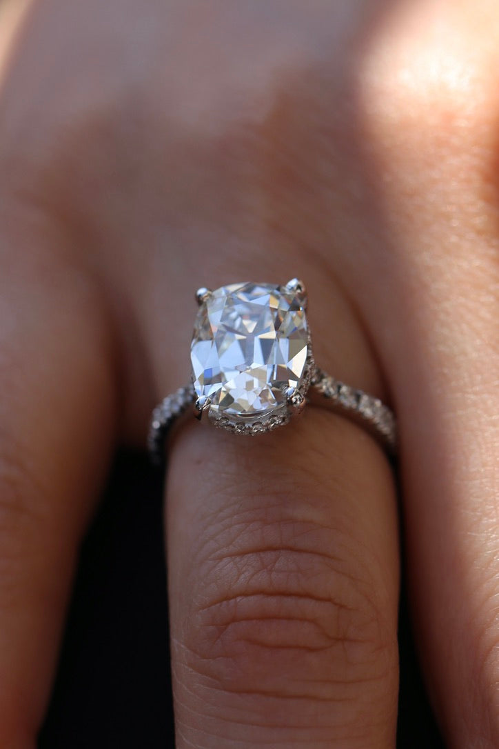 5 carat Old Mine Cushion Brilliant Lab Grown Certified Diamond White Gold