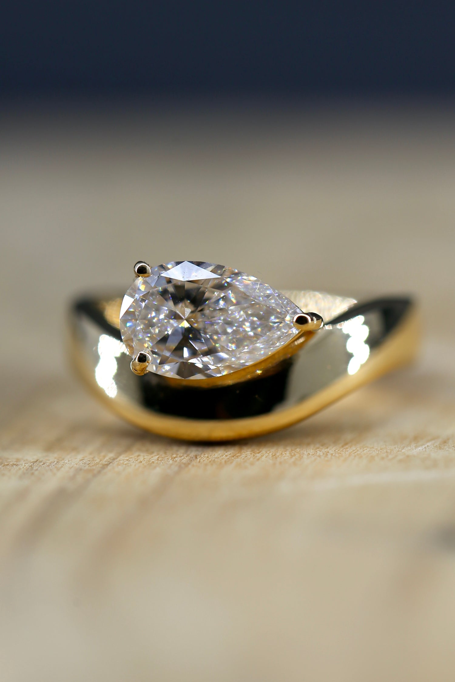 November Rain 1 Carat CVD Lab Grown Diamond Pinky Ring Yellow Gold