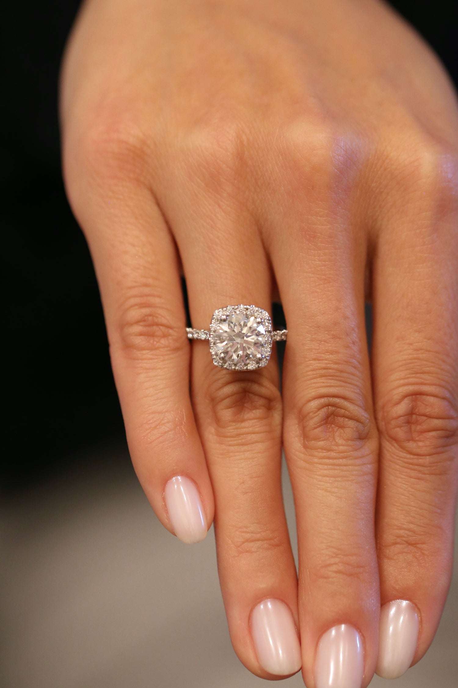 2.75 carat round brilliant lab grown diamonds GIA certified Halo White Gold Ring