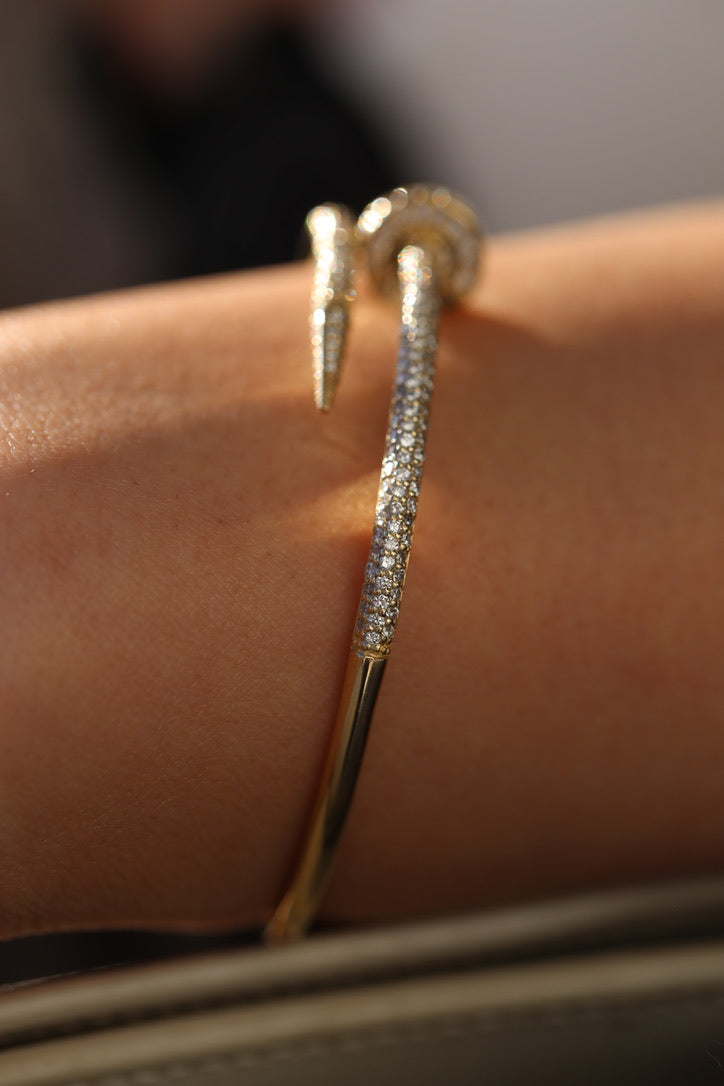 Diamonds Paved Gold Nail Bracelet