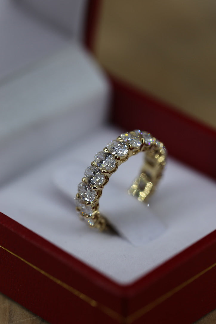3.00 Carat Oval CVD Lab-Grown Diamond 3/4 Eternity Band 14K Yellow Gold