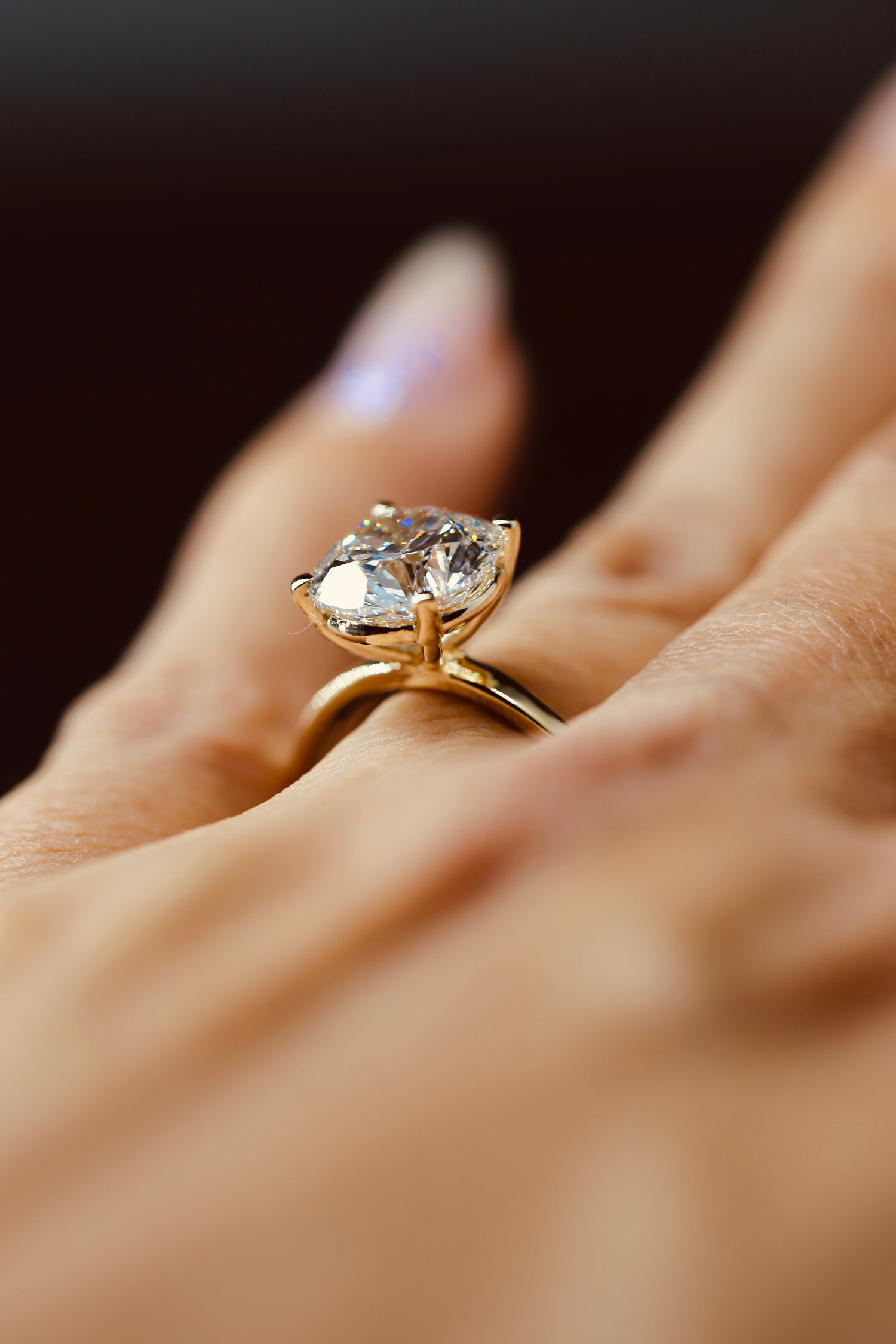 3.14 Carat Round Brilliant Lab Grown Diamond GIA Certified Yellow Gold Ring