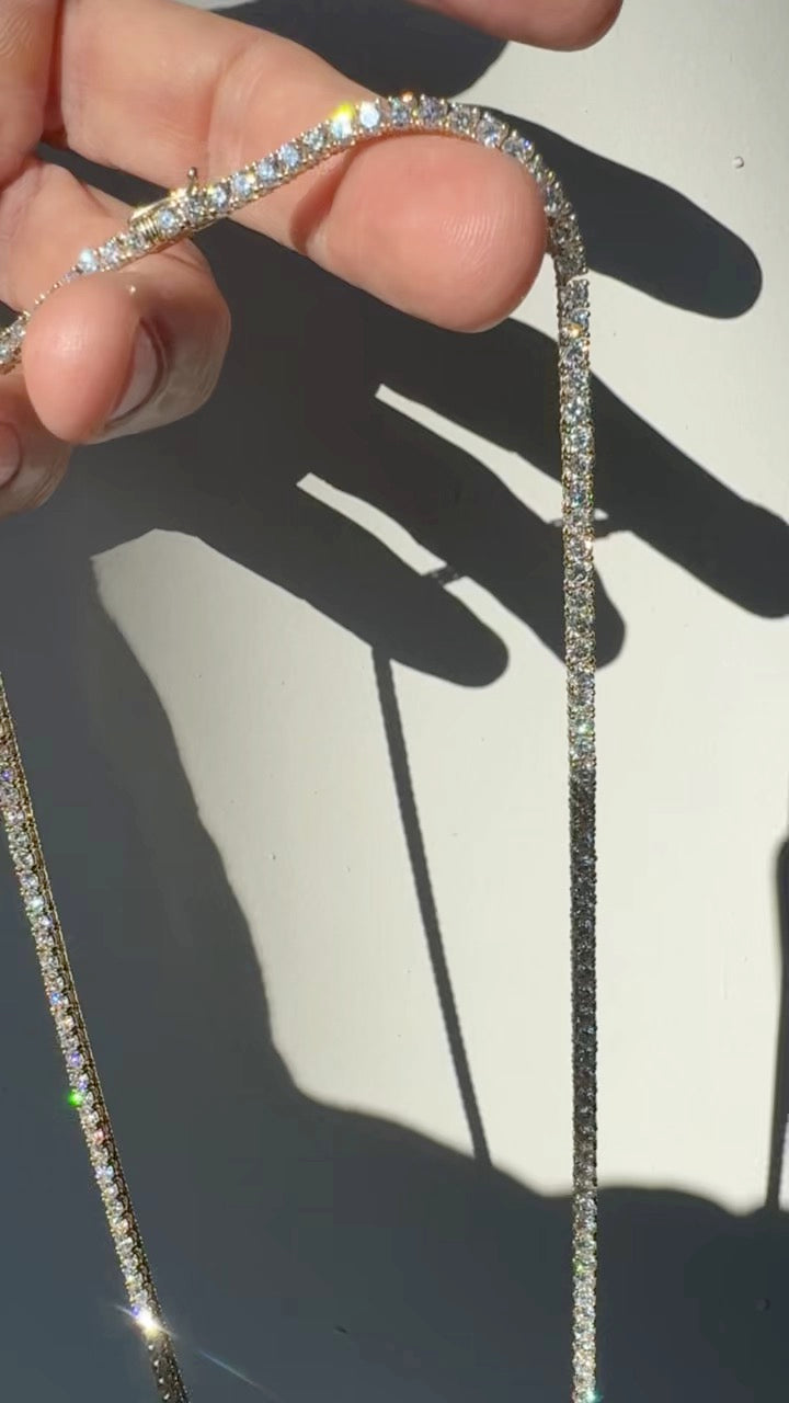 The Louie 24" Diamond Tennis Necklace Yellow Gold