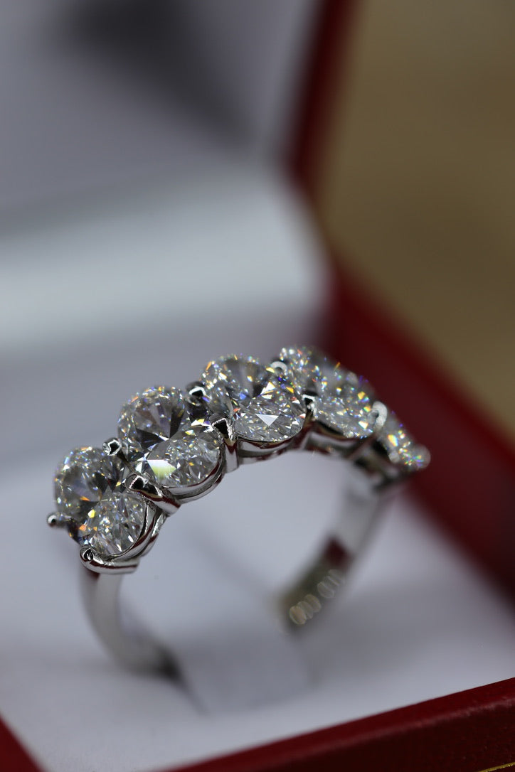 5.00 Carat Oval Lab-Grown Diamond Half Eternity Band 14K White Gold IGI Certified