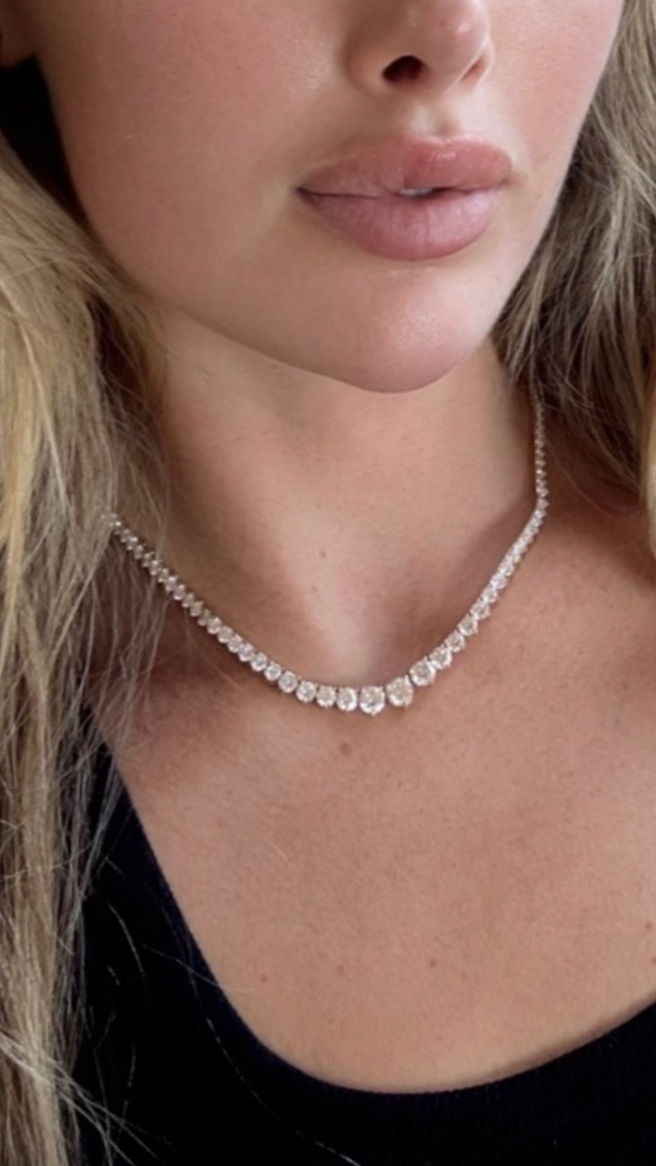 14 Carat Lab Grown Diamonds Riviera Necklace Yellow Gold
