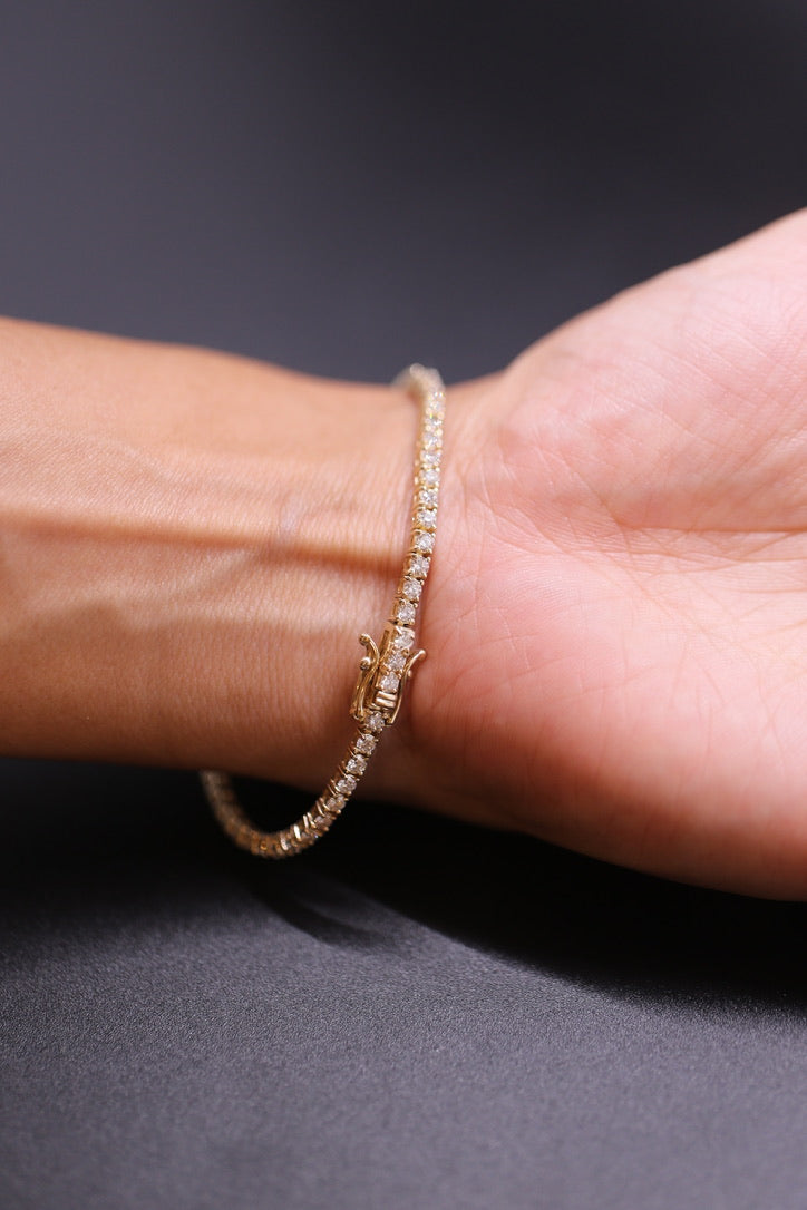 6 Carat Lab Grown Diamond Tennis Bracelet Yellow Gold