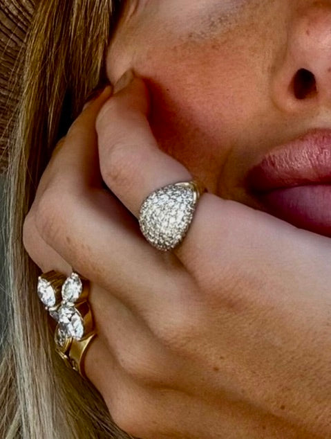 Pavé Pinky 2 Carat Lab Grown Diamond Leaf Ring